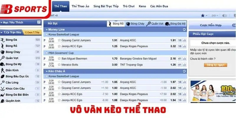 Vô vàn kèo thể thao